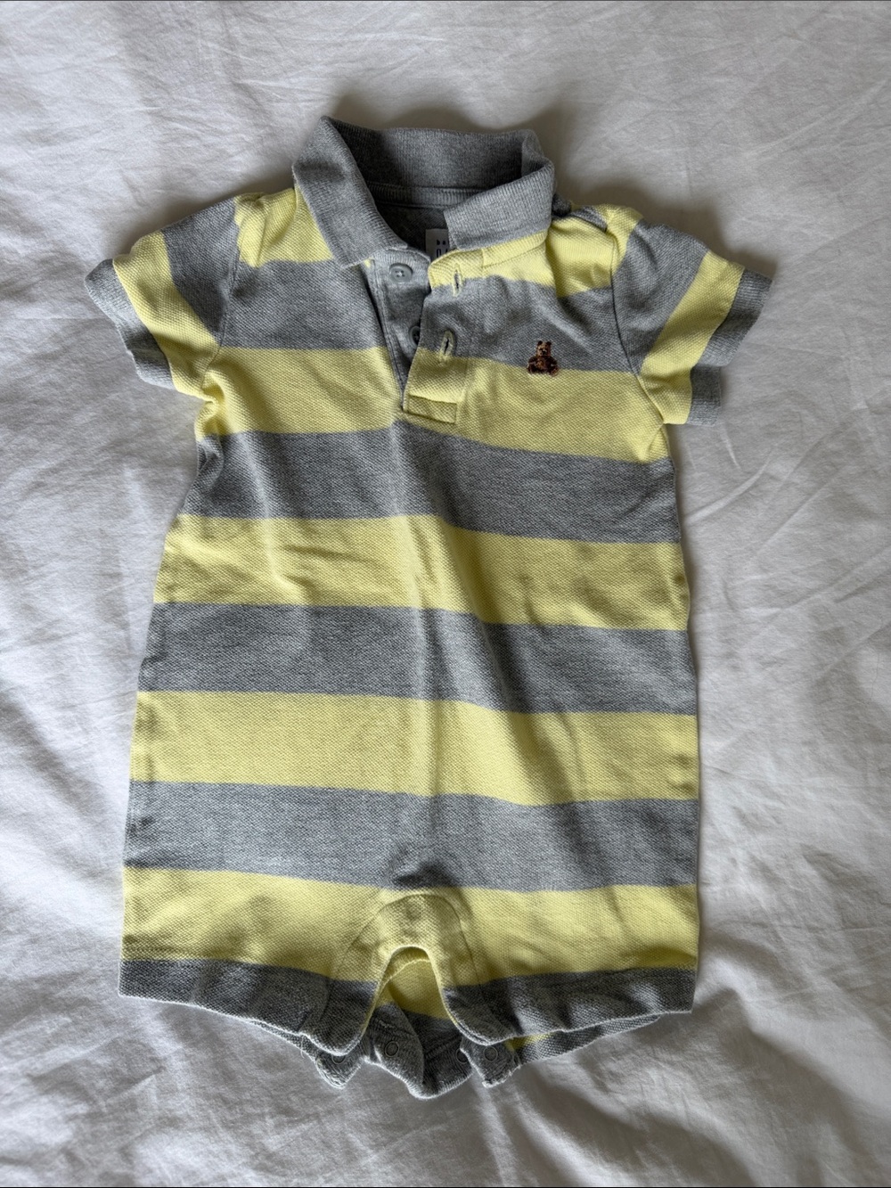 GAP Striped Polo One-Piece in Yellow and Gray